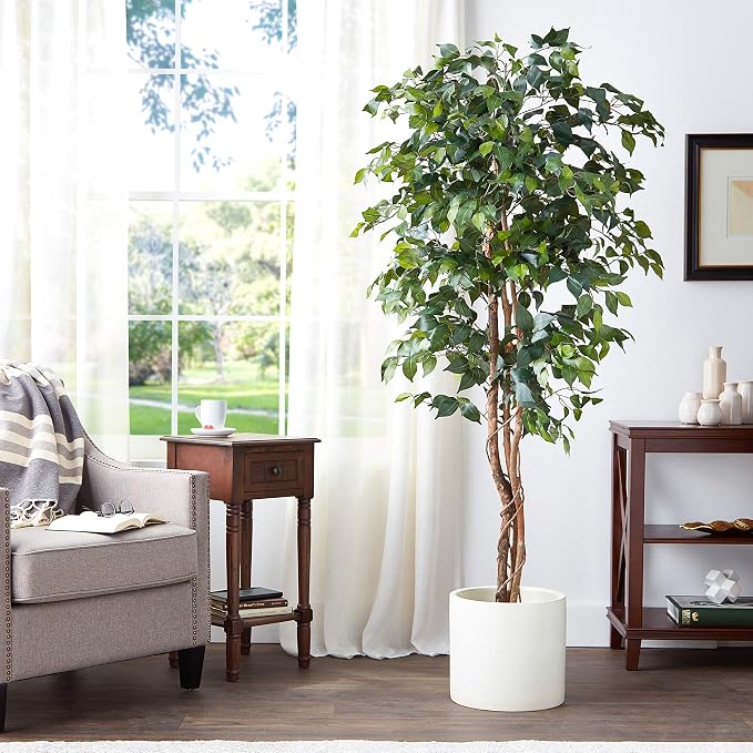 Nearly Natural 6ft Triple Trunk Artificial Ficus Tree - Image 9