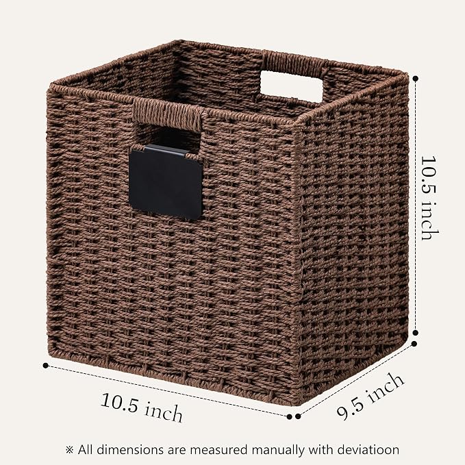 UBBCARE 4 Pack Wicker Basket, 10.5×10.5 Storage Cubes - Image 2