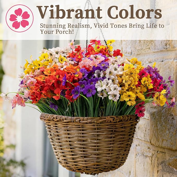 24 Bundles Artificial Flowers for Outdoors/Indoors, Fake Flowers Plants for - Image 6