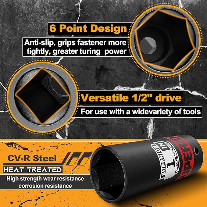 12 Piece 1/2" Drive Impact Socket Set, 3/8" - Image 3