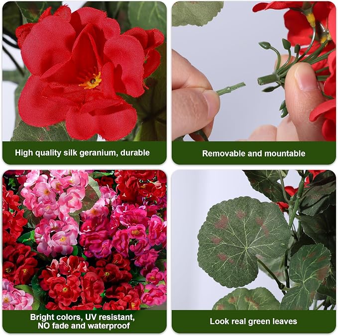 Artificial Geraniums Fake Flowers - Image 7