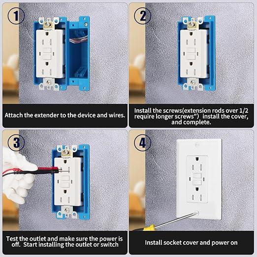 12PCS 1/4 Inch Single Gang Outlet Box Extender | Electric Outlet Extender Box - Image 4