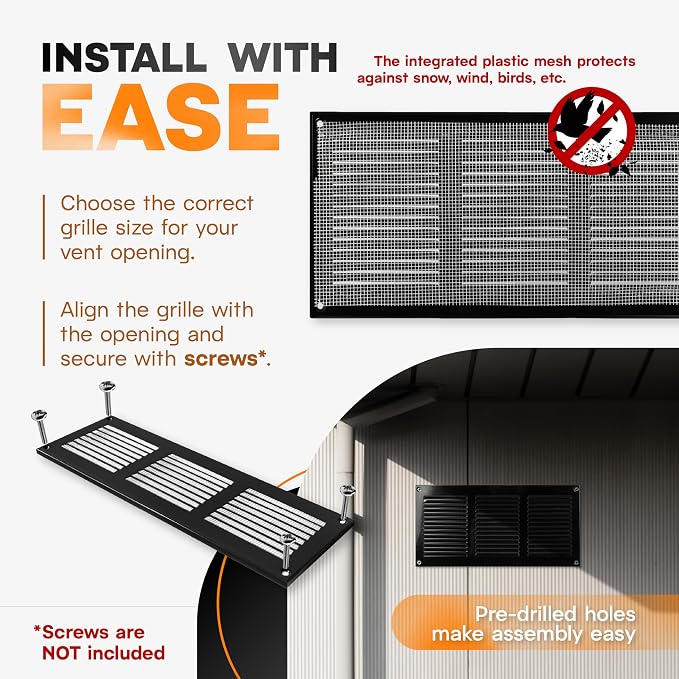 12 x 6 Inch Black Galvanized Steel Return Air Register Vent Cover, AC Vent Cover - Image 4