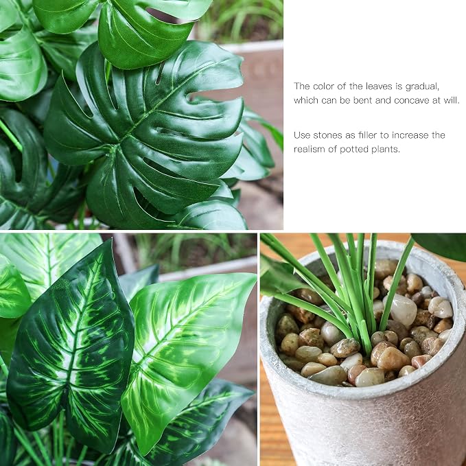 Der Rose 2 Pack 16" Fake Plants Artificial Monstera - Image 3