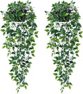 2Pcs Fake Hanging Plants with Pot Eucalyptus Leaves Fake Vines | UV Resistant by Waipfaru