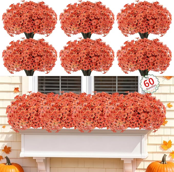 Powbrace 60 Pack Artificial Fall Flowers Mums by Powbrace