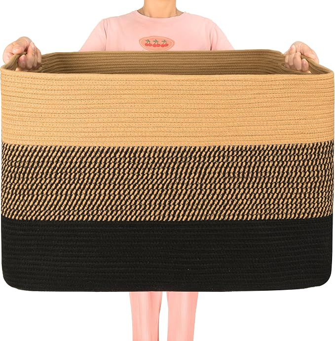 112L Extra Large Blanket Basket Holder Living Room, Pool Towels, Dog Toy by MINTWOODDesign