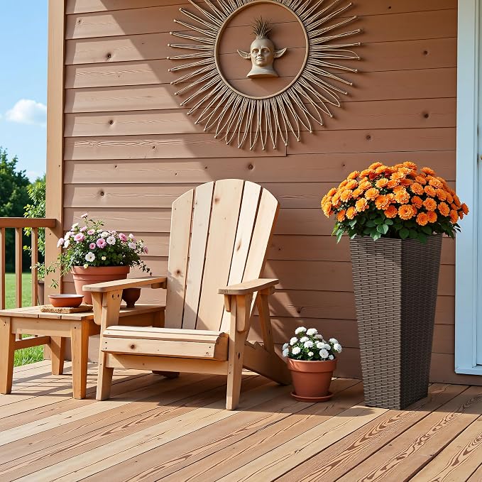 Devoko Resin 23.6'' Tall Planters Set of 2, Large Taper Outdoor Planter | - Image 5