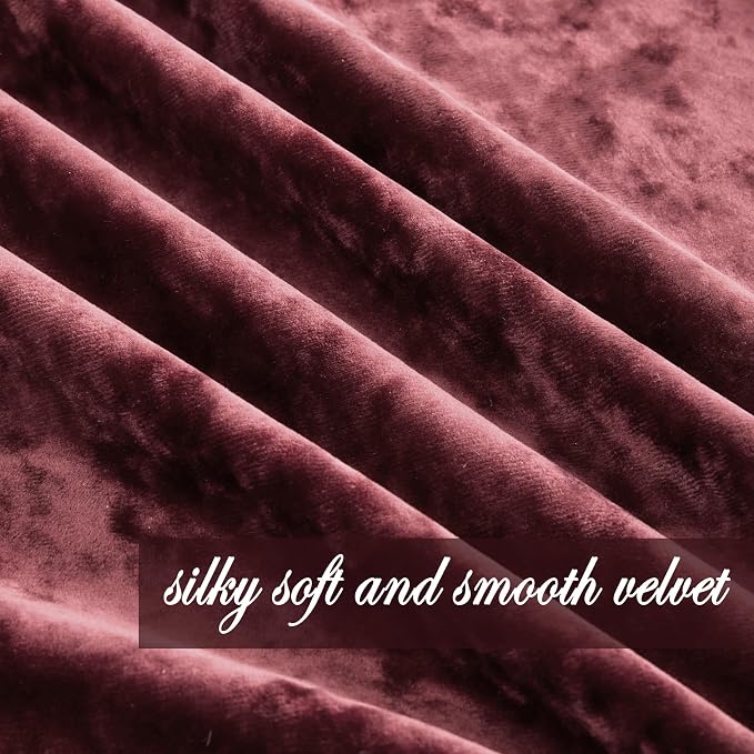 Chezmoi Collection Lux Burgundy Red Crushed Velvet Curtains 2 Panel Set - Image 7