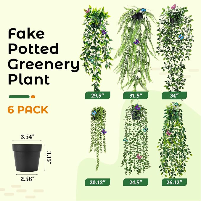 Der Rose 6 Pcs Fake Hanging Plants - Image 3