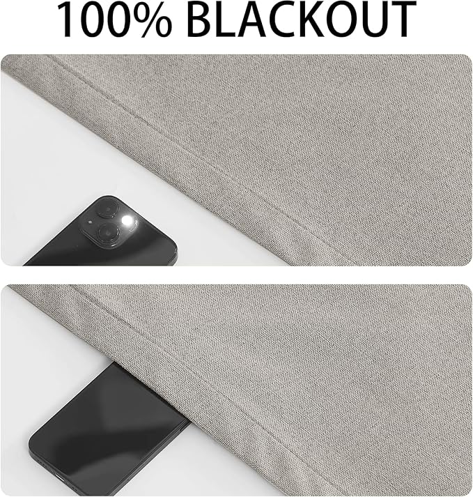 RYB HOME 100% Blackout Short French Door Linen Curtain - Image 2
