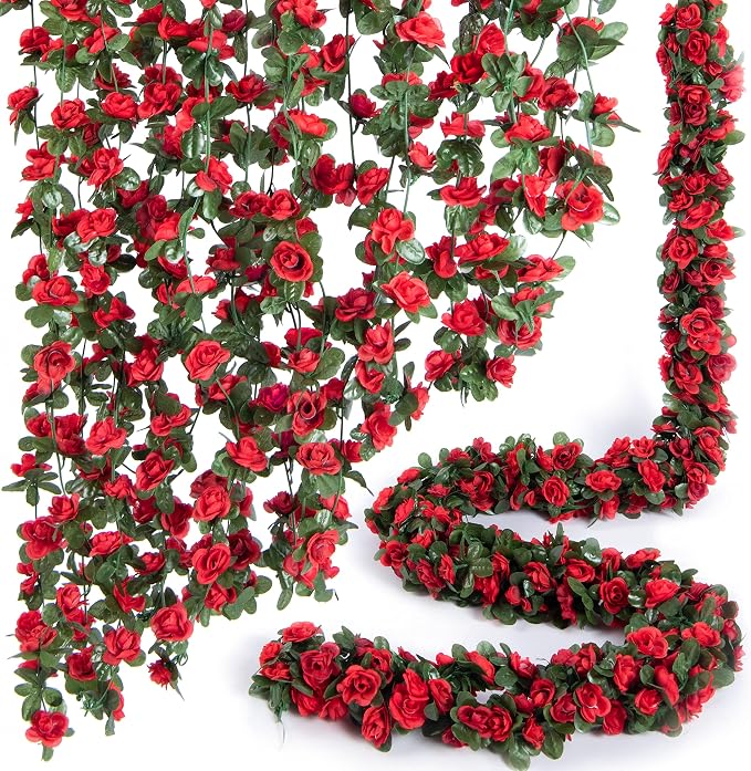 8Pcs x 8.2FT Artificial Flower Garland Floral Rose Vine Decor, Hanging Faux by PONKING