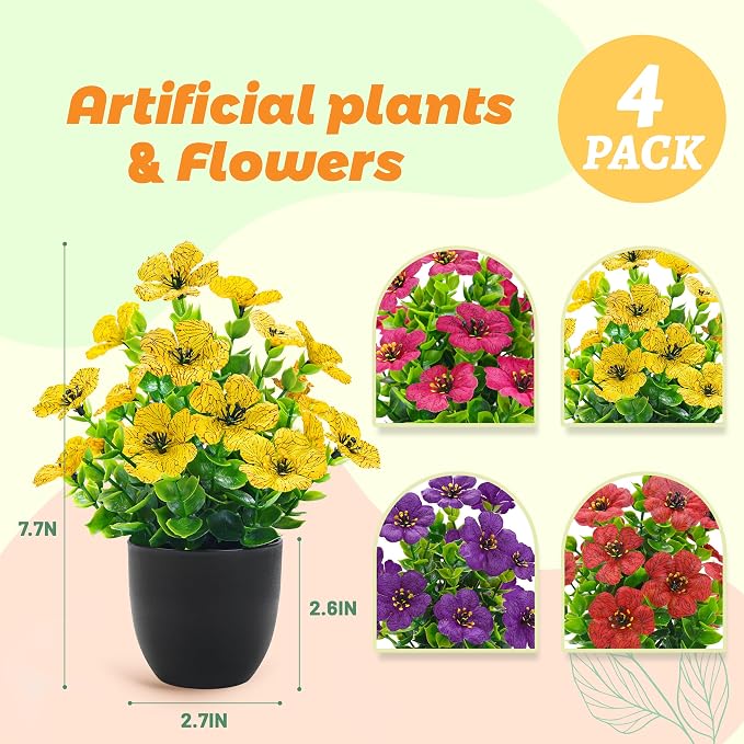 Der Rose 4 Pack Fake Flowers - Image 5