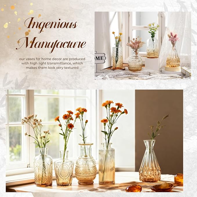 Der Rose 20pcs Glass Bud Vases, Amber Vases - Image 6