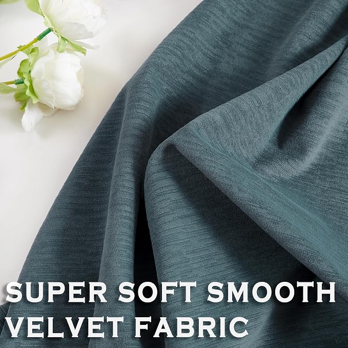 Kayne Studio Storm Blue Soft Velvet Pinch Pleated Curtains 108 Inches Long | - Image 5
