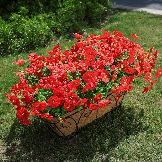 Artificial Flowers for Outdoors Fake Plants Outside Decoration, 12 Bundles Silk - Image 2