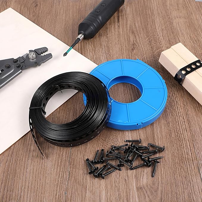 Black Metal Strap with Holes 2/3 Inch × 33 FT 0.6mm Thickness Galvanized Pipe - Image 4