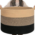 INDRESSME XXXLarge Woven Rope Blanket Basket Living Room, 90L | 21.7" x 13.8" by INDRESSME