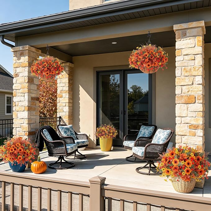 INQCMY Artificial Fall Flowers for Outdoor Porch Decoration - Image 6
