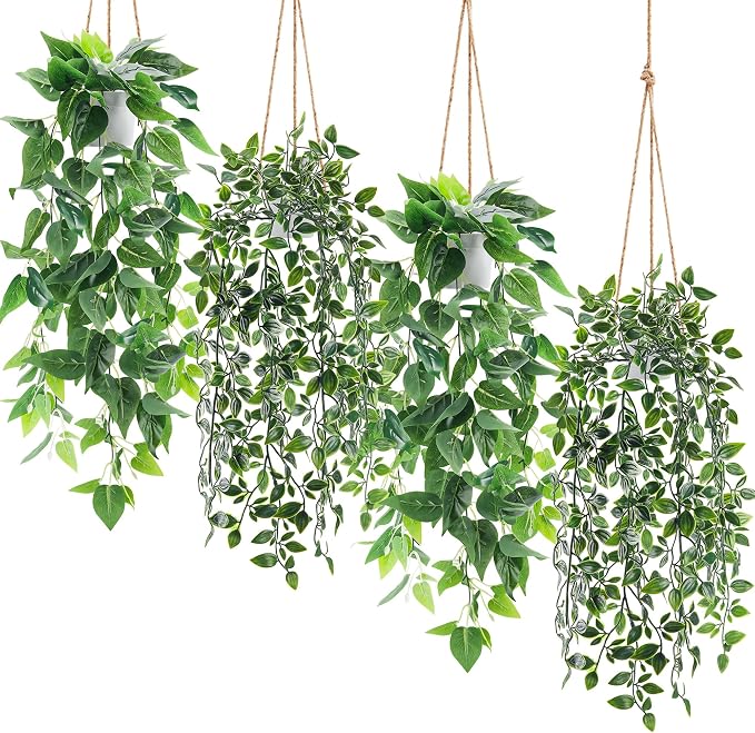 Der Rose 4Pcs Artificial Hanging Plants Fake Vines by DerRose
