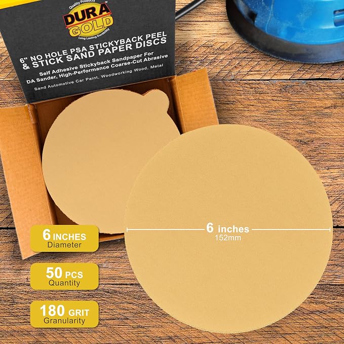 Dura-Gold Premium 6" Gold PSA Sanding Discs - Image 2