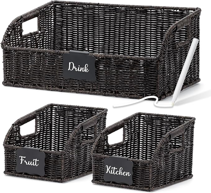 Pantry Organizers, Handwoven Large Wicker Baskets by Unknown