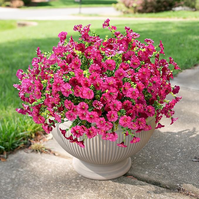 Artificial Flowers for Outdoors Fake Plants Outside Decoration, 12 Bundles Faux - Image 9