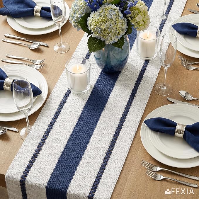 Boho Table Runner with Tassels for Fall Home Decor 12x90 Blue Decor | 90 Inches - Image 4