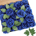AmyHomie Royal Blue Rose 25pcs Real Looking Artificial Flowers w/Stem | Bouquet by AmyHomie
