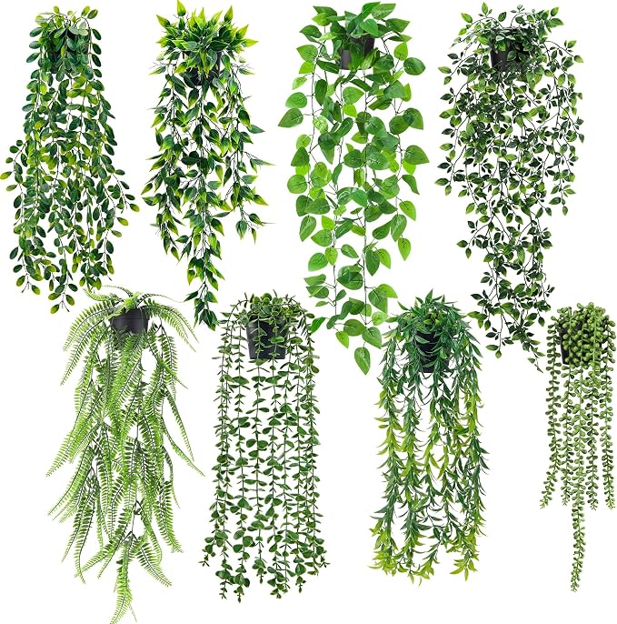 Der Rose 8Pcs Fake Hanging Plants Artificial Vines by DerRose