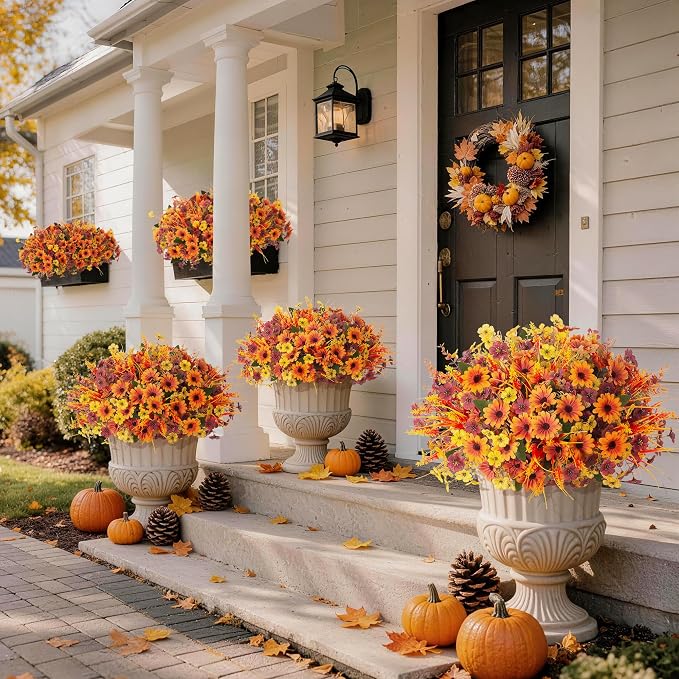 INQCMY Artificial Fall Flowers for Outdoor Porch Decoration - Image 3