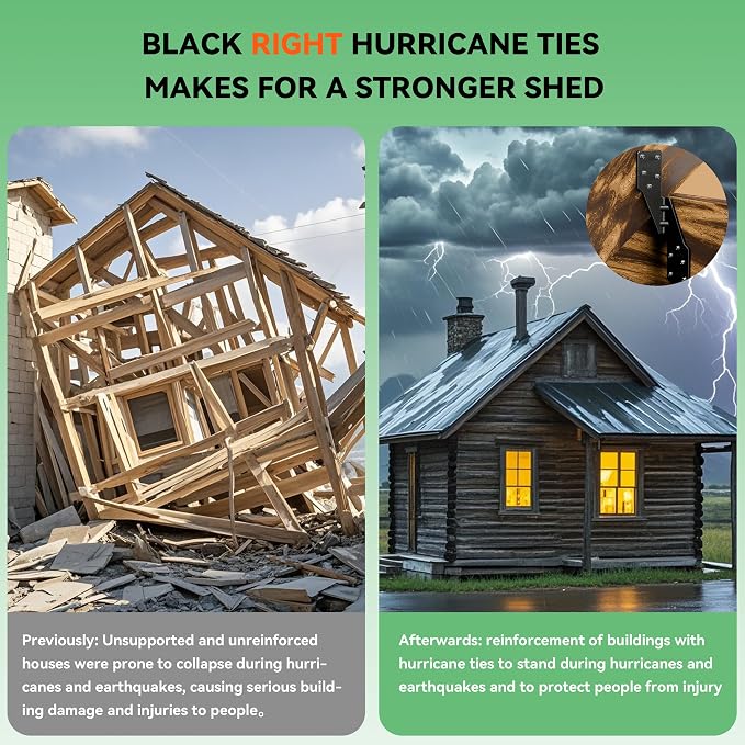 Black Right Hurricane Brackets, Hurricane Ties - Image 4