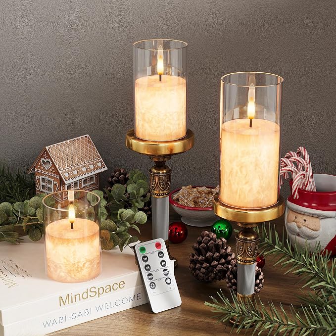 VIODAIM Ice Crystal Real Wax Glass Flameless Candles - Image 3