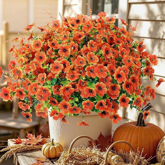 SHareconn 24Pcs Artificial Fall Flowers UV Resistant Fake Mums - Image 4