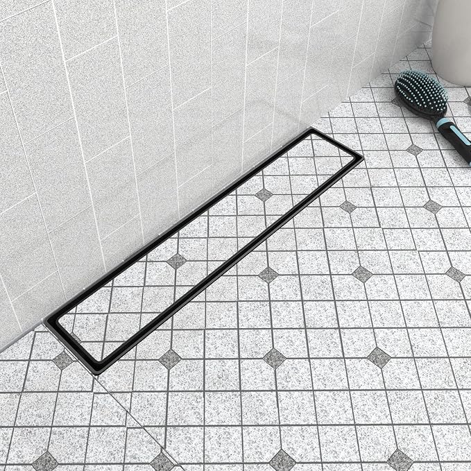 EXF Offset Linear Shower Drain 26 Inch Matte Black - Image 5
