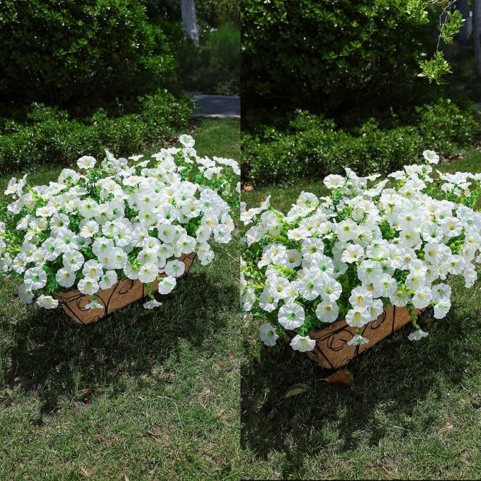 Artificial Flowers for Outdoors Fake Plants Outside Decoration, 12 Bundles Silk - Image 3