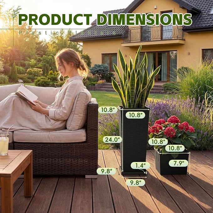 Devoko Resin 24'' Tall Planters - Image 5