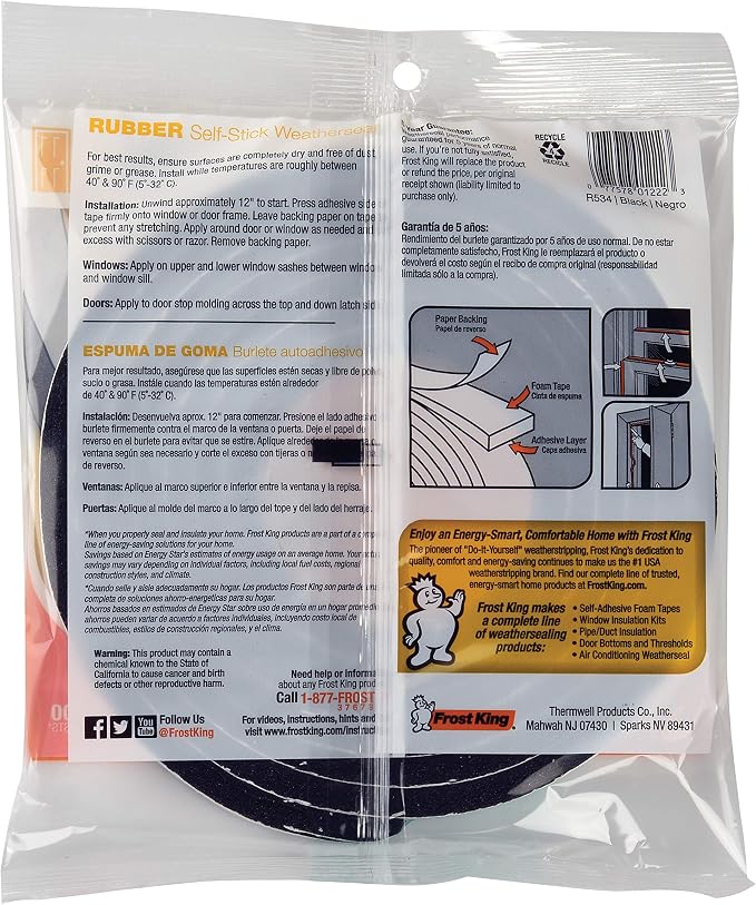 Frost King R534H Sponge Rubber Foam Tape 5/16-Inch - Image 6