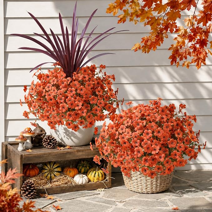 florisso Artificial Fall Flowers Fake Mums - Image 5