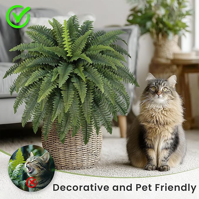 FOREST PRINCE 42" Artificial Boston Ferns, Bush Plants 2 Pack - Image 4