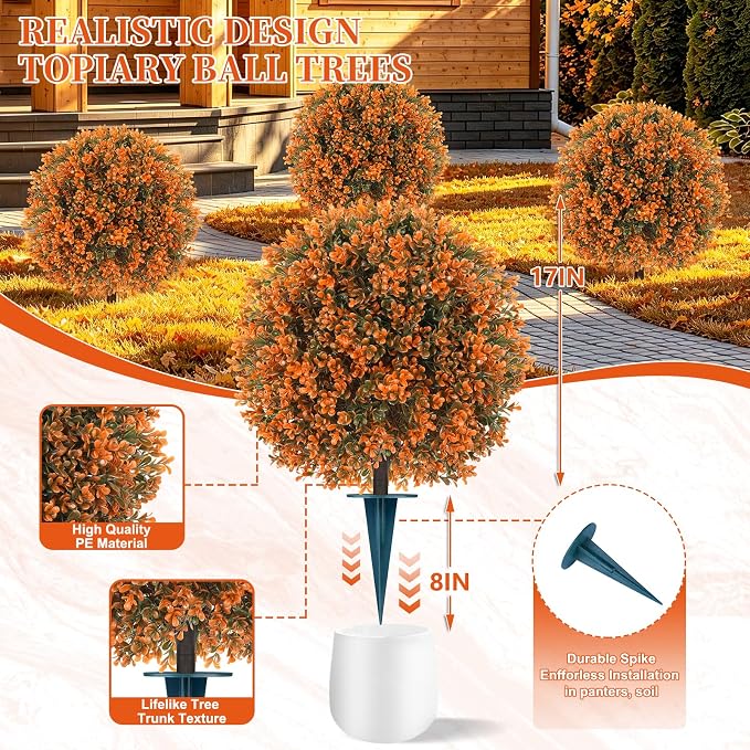 Grooy Artificial Boxwood Topiary Ball Trees - Image 3