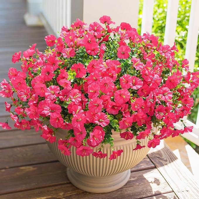 Artificial Flowers for Outdoors Fake Plants Outside Decoration, 12 Bundles Silk by HyeFloraartificialflowers