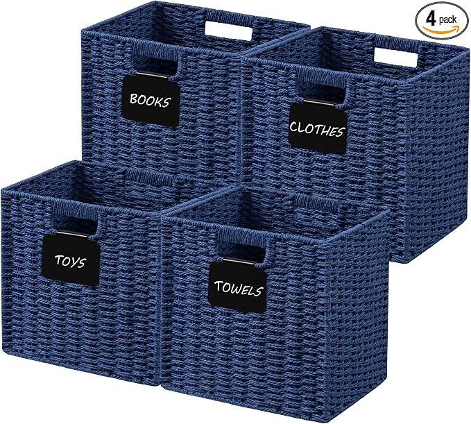 UBBCARE 4 Pack Wicker Basket, 10.5×10.5 Storage Cubes by UBBCARE