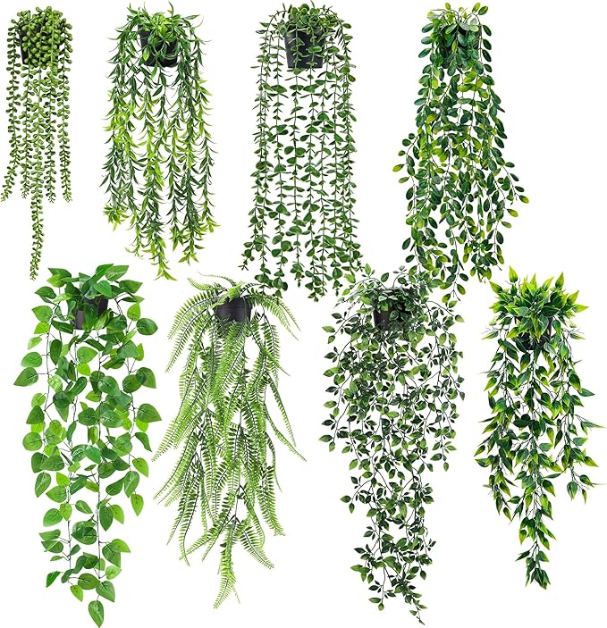 Der Rose 8Pcs Fake Plants Artificial Hanging Vines by DerRose