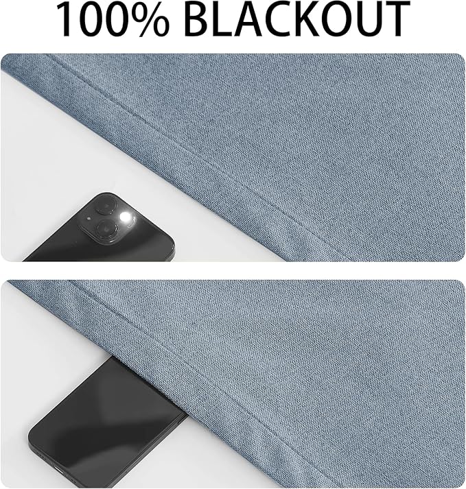 RYB HOME Linen Door Curtain 100% Blackout French Door Blinds - Image 2