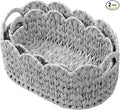 Coeusy Wicker Scalloped Basket Set of 2, Woven Storage Baskets by WEAVECOMFORTINTOEVERYCORNER