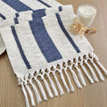 Boho Table Runner with Tassels for Fall Home Decor 12x90 Blue Decor | 90 Inches by FEXIA