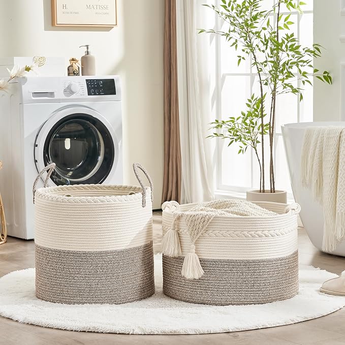 KAKAMAY Large Blanket Basket, Woven Baskets - Image 5