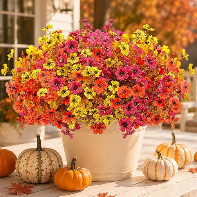 Artificial Faux Mums Fall Flowers Plants by Tiabean