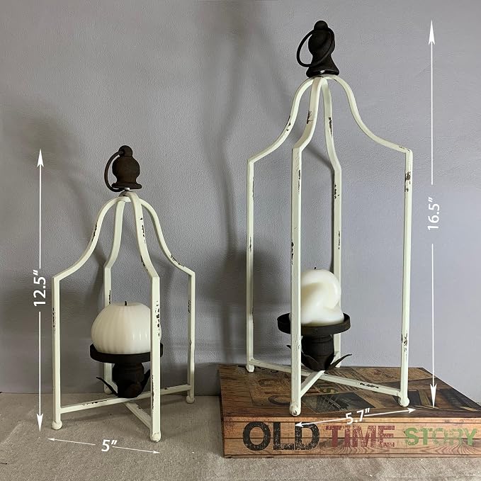 12.5" & 16.5" Timeless Cozy Decorative Lanterns Set of 2, Handcrafted Metal - Image 6